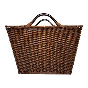Extra Large Wicker Woven Basket with Wooden Handles
